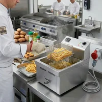 Friteuse électrique 10 L triphasée 6 Kw, série 600 à poser