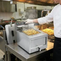 Friteuse gros volume électrique avec vidange 1 cuve 12 L