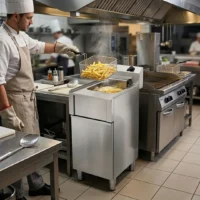 Friteuse gros volume électrique avec vidange tri 400 V simple 12 L