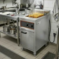 Friteuse gros volume sur coffre électrique avec vidange 1 cuve 16 L