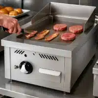 Fry-top à gaz, série 750, revêtement chromé, L 400 mm, à poser