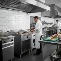 Fry-top à gaz série 600 revêtement chromé L 600 mm, sur placard