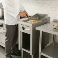 Fry-top à gaz série 750 revêtement chromé L 400 mm, sur placard