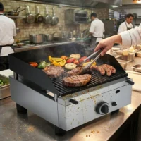 Plaque à snacker à gaz inox AISI 430 rainurée céramique