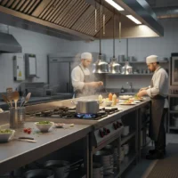 Réchaud à gaz professionnel 4 feux, en acier inox AISI 304