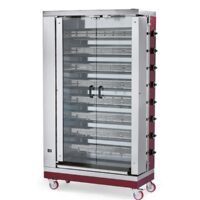Rôtissoire gaz en inox 8 broches 32 poulets 48 kW