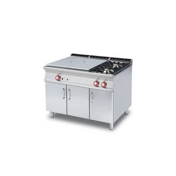 Plaque de cuisson gaz 2 feux + plaque coup de feu sur meuble ouvert 29 Kw
