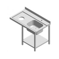 Table d'entrée avec 1 bac a droite 2 pieds lave vaisselle à droite longueur 1200 mm