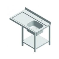 Table d'entrée avec bac 2 pieds lave vaisselle à droite longueur 1200 mm