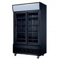 Armoire à boissons avec 2 portes battantes acier laqué noir 480 W 800 L