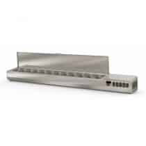 Présentoir à ingrédients, couvercle inox, 336 L, 12 bacs GN 1/4
