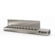Présentoir à ingrédients, couvercle inox, 396 L, 11 bacs GN 1/3, tropicalisé +43°C