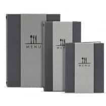 Protège menu effet tissu A4 gris 8 vues