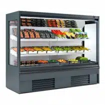 Vitrine murale groupe incorporé pour fruits et légumes étagères inclinables 3 portes L 1875 mm