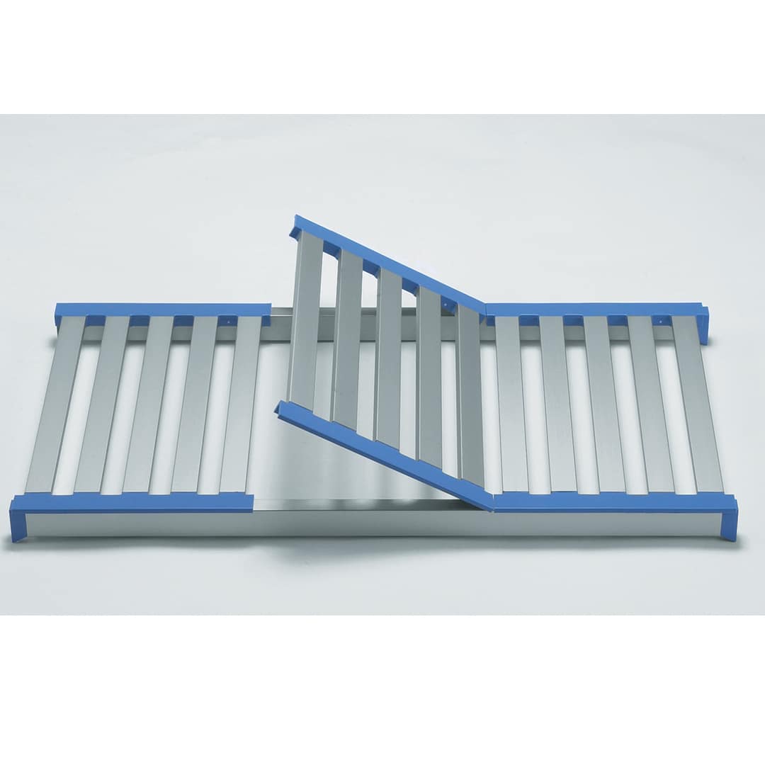 Etagère à clayettes aluminium anodisé P 500 mm, pour rayonnage