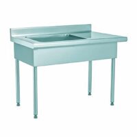 Table de déboitage adossée sur mesure, avec étagère, 2 cuves GN1/1, L 1400 x P 700 x H 900 mm