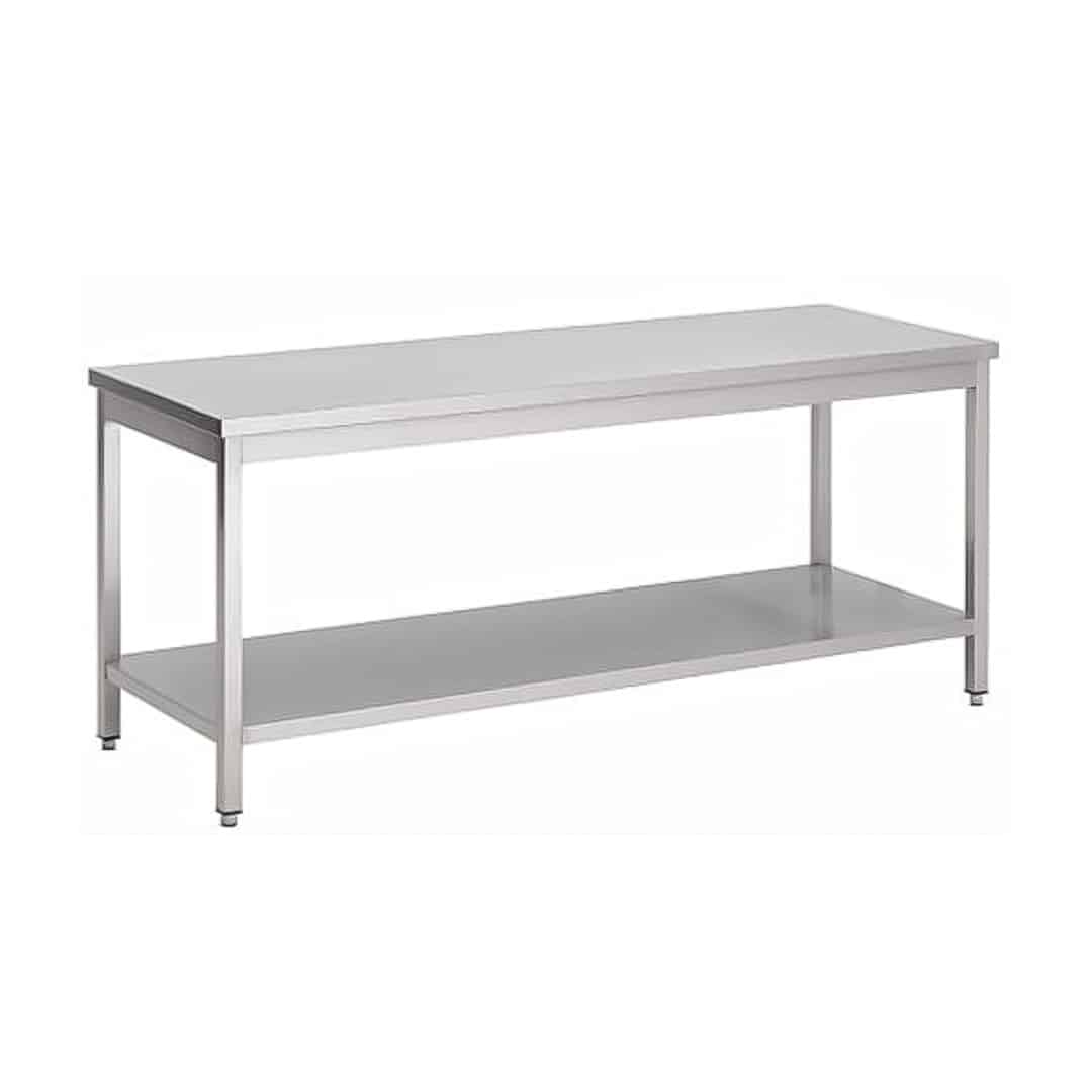 Table centrale avec 1 étagère inférieure INOX AISI 430 L 1200 x P 800 x H 850 mm