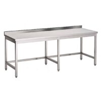 Table de travail, inox AISI 304 sans sous-tablette, adossée, L 2700 x P 700 x H 850 mm
