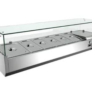Vitrine réfrigérée, en acier inoxydable, GN 1/3 x 6, -2 +8 °C, L 1500 mm