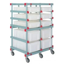 Chariot à glissières 2 colonnes, 5 niveaux, pour bacs 2 x 220 mm et 3 x 120 mm