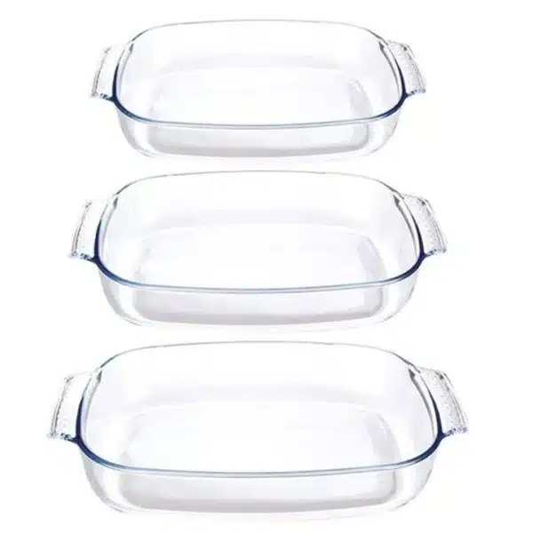Set de 3 plats à four rectangulaires verre borosilicate