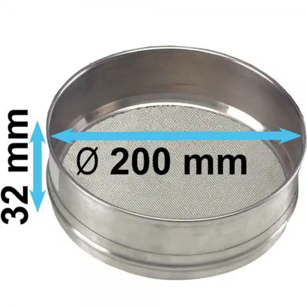 Tamis d'analyse en acier inox Ø 200 x H 32 mm maille 3.15 mm