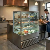 Vitrine réfrigérée en inox AISI 304 modèle CUBE INOX COLD 1500