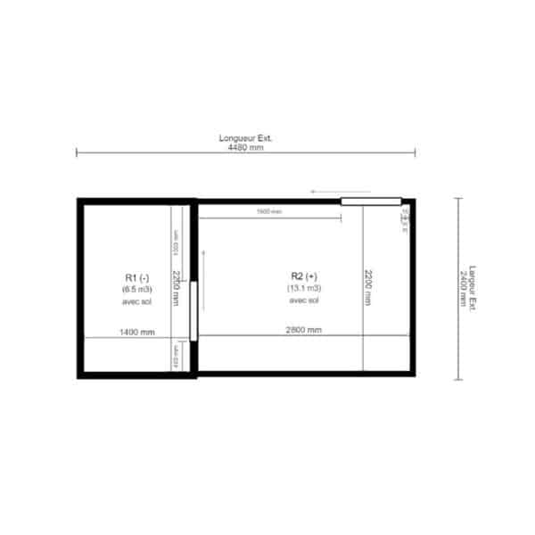 Chambre froide positive et négative L 4480 x P 2400 x H 2320 mm avec sol sur mesure – Image 2