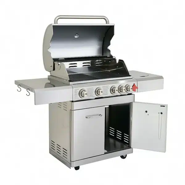 Barbecue à gaz inox 4 bruleurs: Cuisson précise et uniforme.