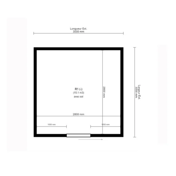 Chambre froide négative L 3000 x P 3000 x H 2120 mm Ep. 100 mm 15.1 m3 avec sol – Image 2