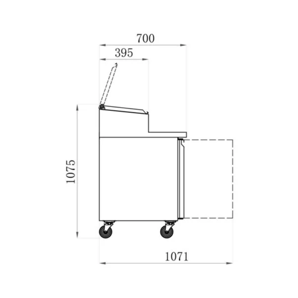Saladette positive 3 portes P 700 mm 8 bacs GN 1/4 – Image 2