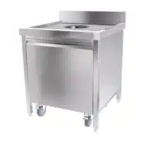 Poubelle avec conteneur roulant inox 50 L ouverture frontale