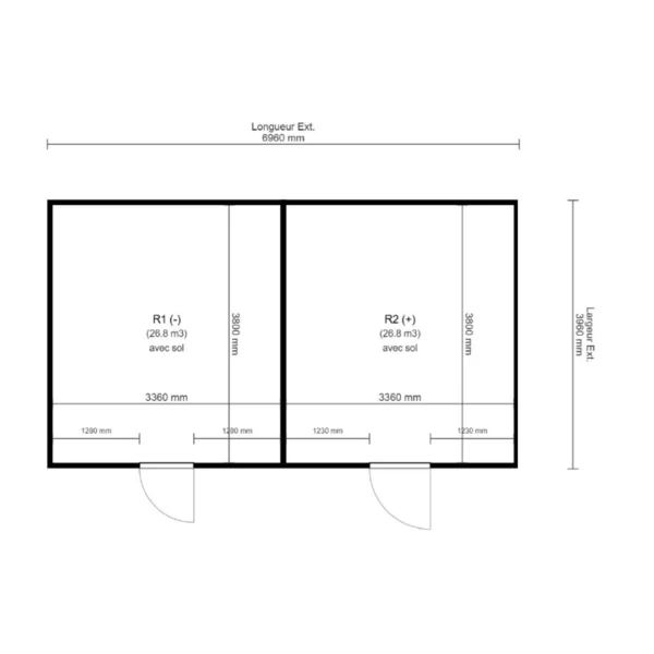 Chambre froide mixte positive et négative L 6960 x P 3960 x H 2280 mm avec sol sur mesure – Image 2