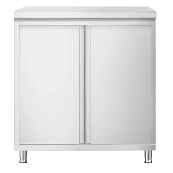 Table armoire avec porte battante sans rebord L 800 x P 600 x 870 mm acier inoxydable AISI 304