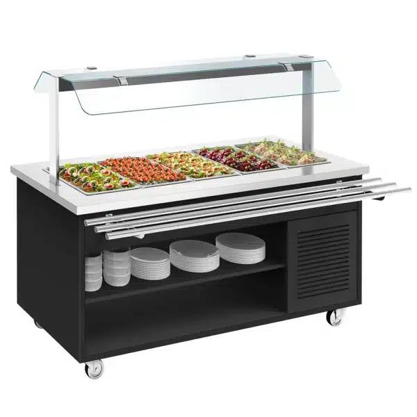 Chariot de buffet froid noir 5 x GN1/1