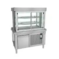Meuble HOD avec vitrines 2 niveaux - avec réserve 2 portes GN1/1