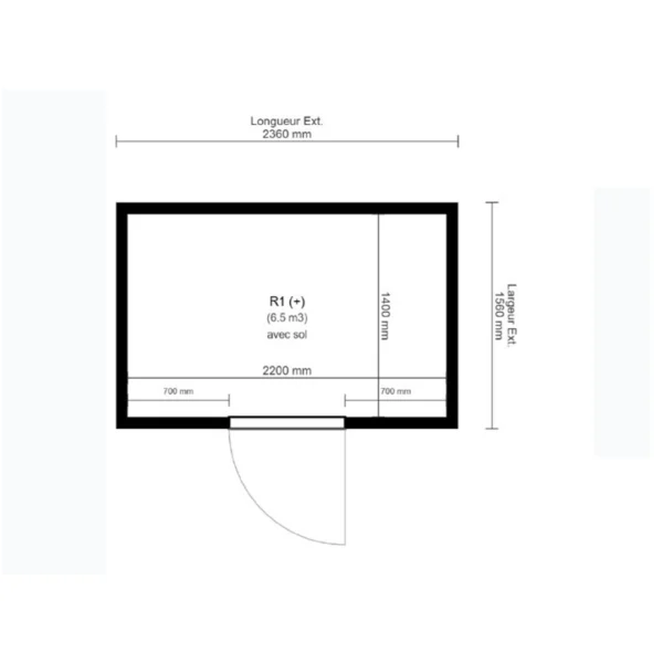 Chambre froide positive L 2360 x P 1560 x H 2280 mm Ep. 80 mm 6.5 m3 avec sol – Image 2