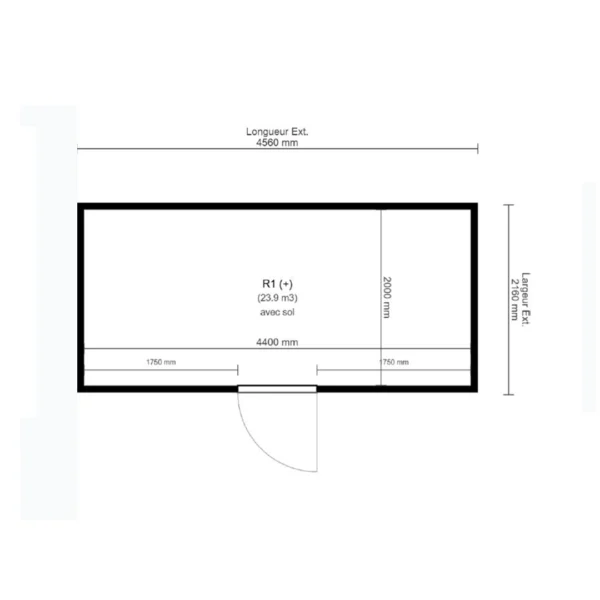 Chambre froide positive L 4560 x P 2160 x H 2880 mm avec sol 23.9 m3 sur mesure – Image 2