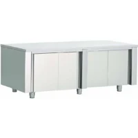Table armoire centrale portes coulissantes inox AISI 430 L 2400 x P 700 x H 900 mm
