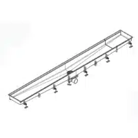 Caniveau H-FIRST avec grille caillebotis inox 304 3500 x 400 mm sortie horizontale centrée DN110 sur mesure