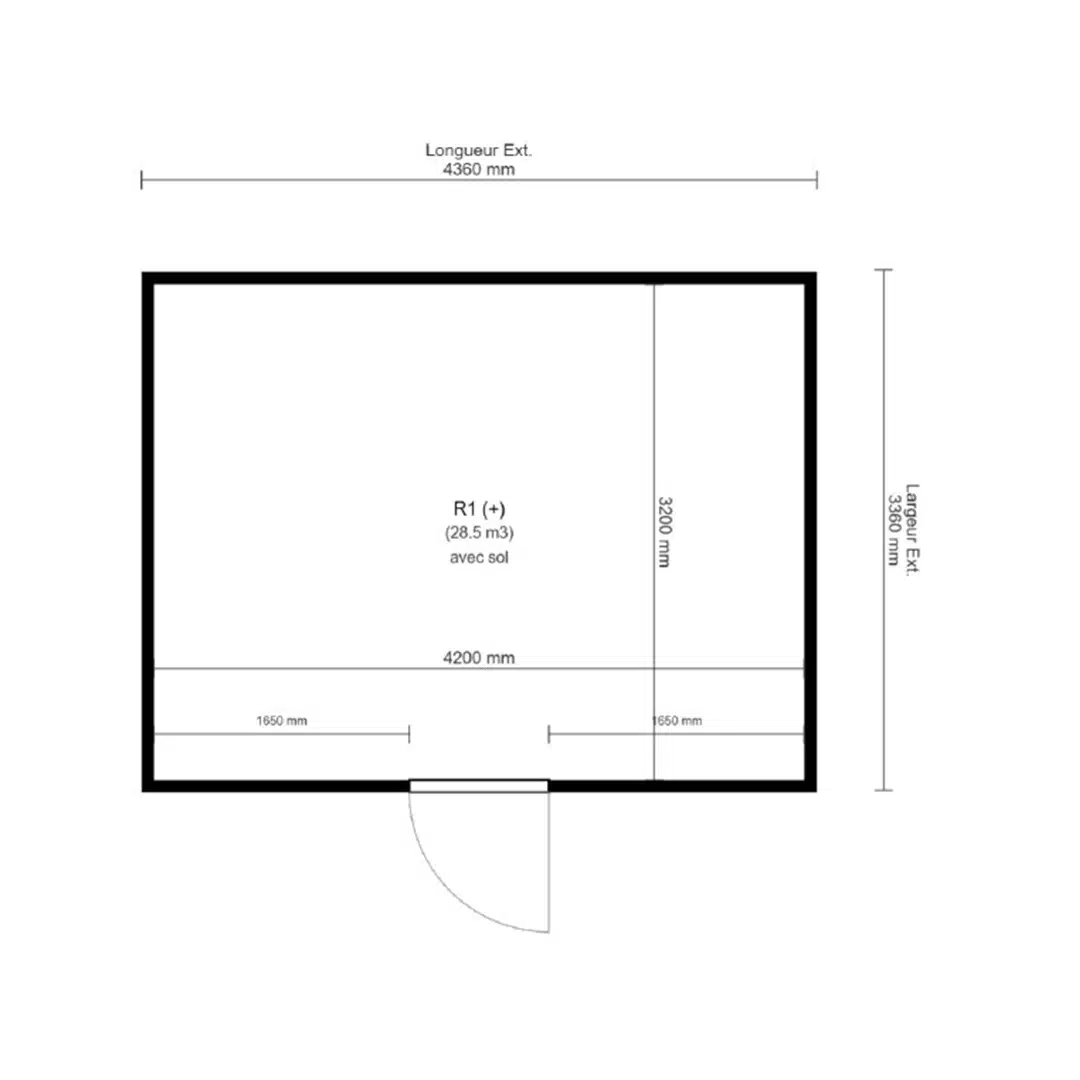 Chambre froide positive L 4360 x P 3360 x H 2280 mm Ep. 80 mm 28.5 m3 avec sol – Image 2