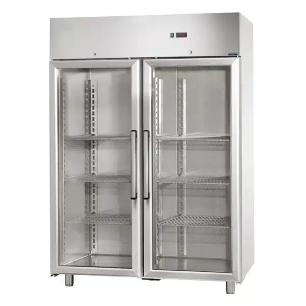 Armoire réfrigérée positive inox GN 2/1 - 2 portes vitrées