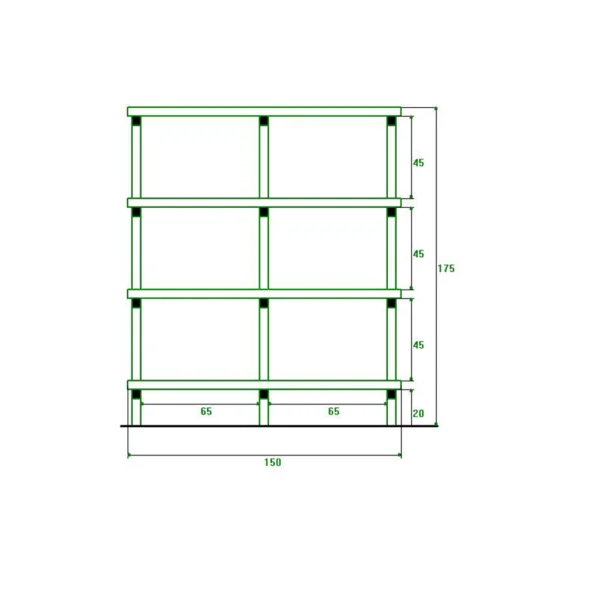 Rayonnage plastique charge lourde 4 niveaux L 1500 x P 700 x H 1750 mm – Image 2