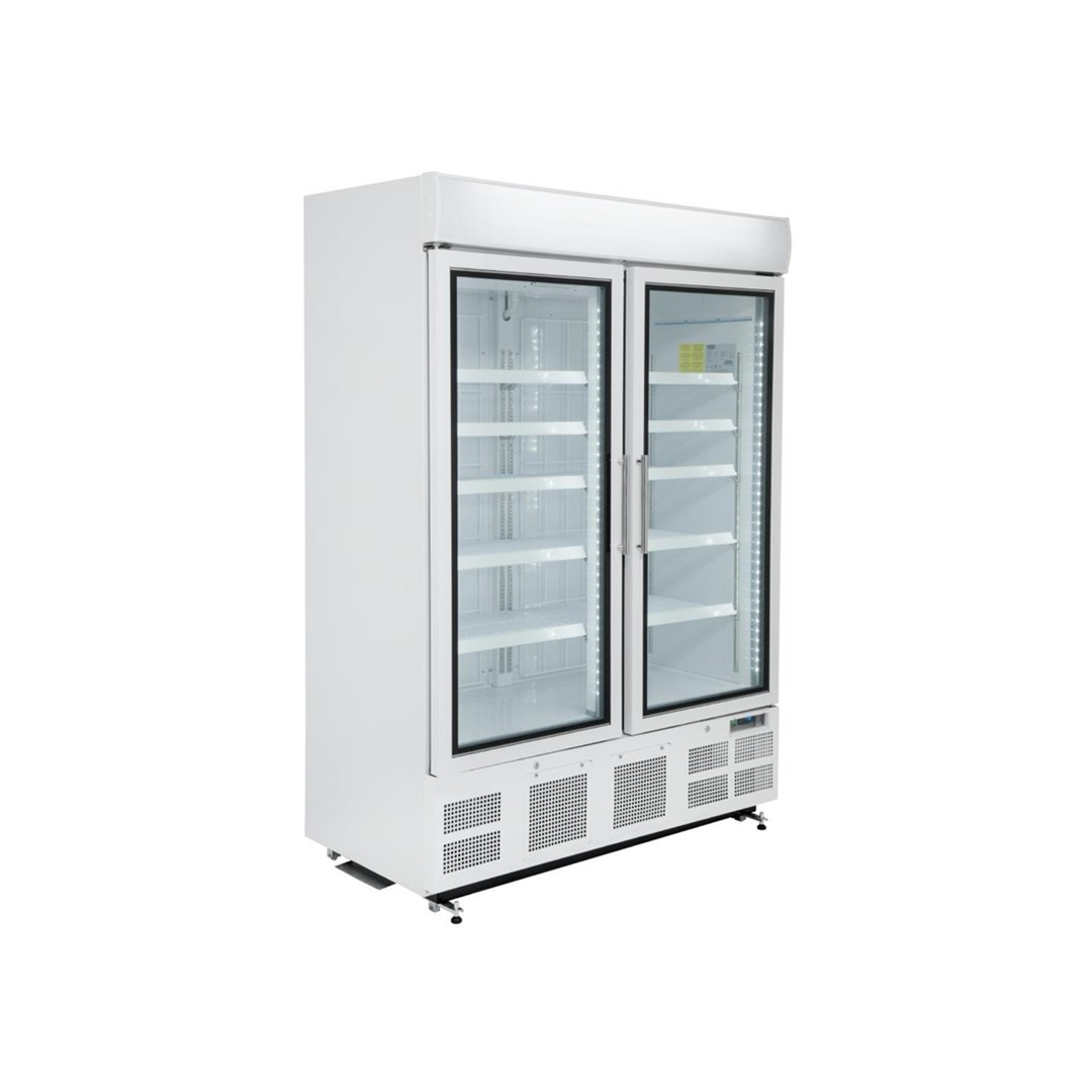 Vitrine réfrigérée négative deux portes avec bandeau lumineux - 920 L
