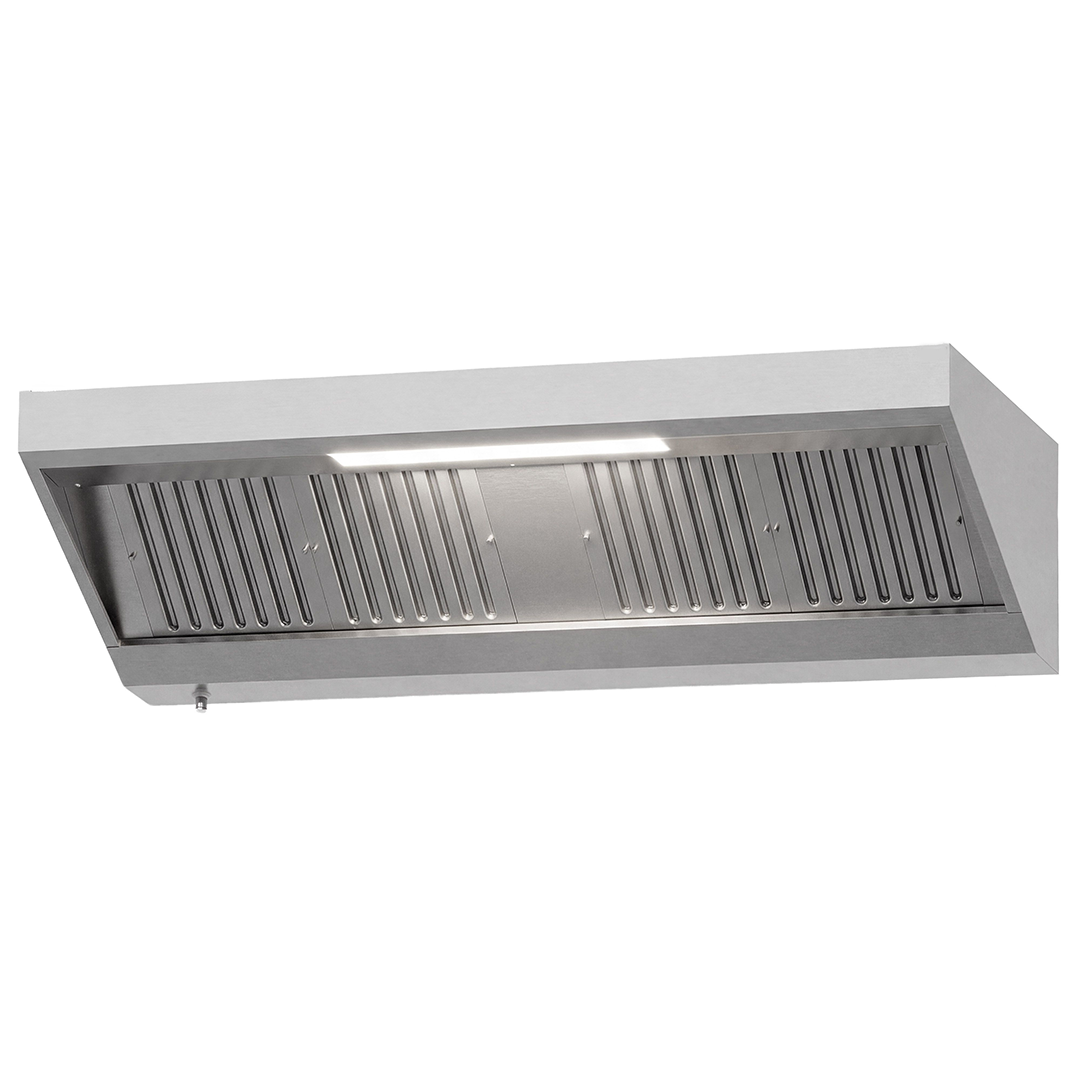Hotte professionnelle murale avec filtre et éclairage - L 2000 x P 900 x H 450 mm – Image 2