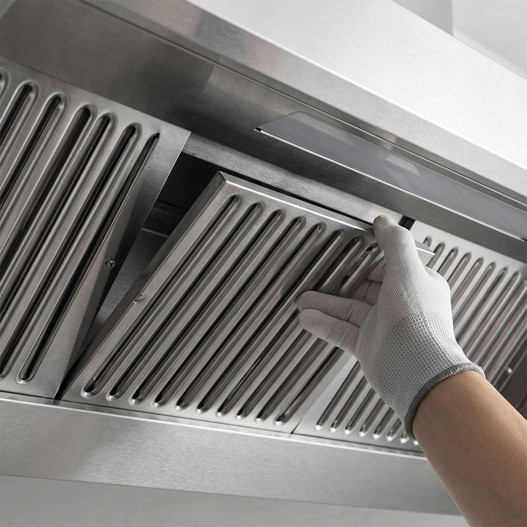 Hotte professionnelle murale avec filtre et éclairage - L 2000 x P 900 x H 450 mm – Image 3