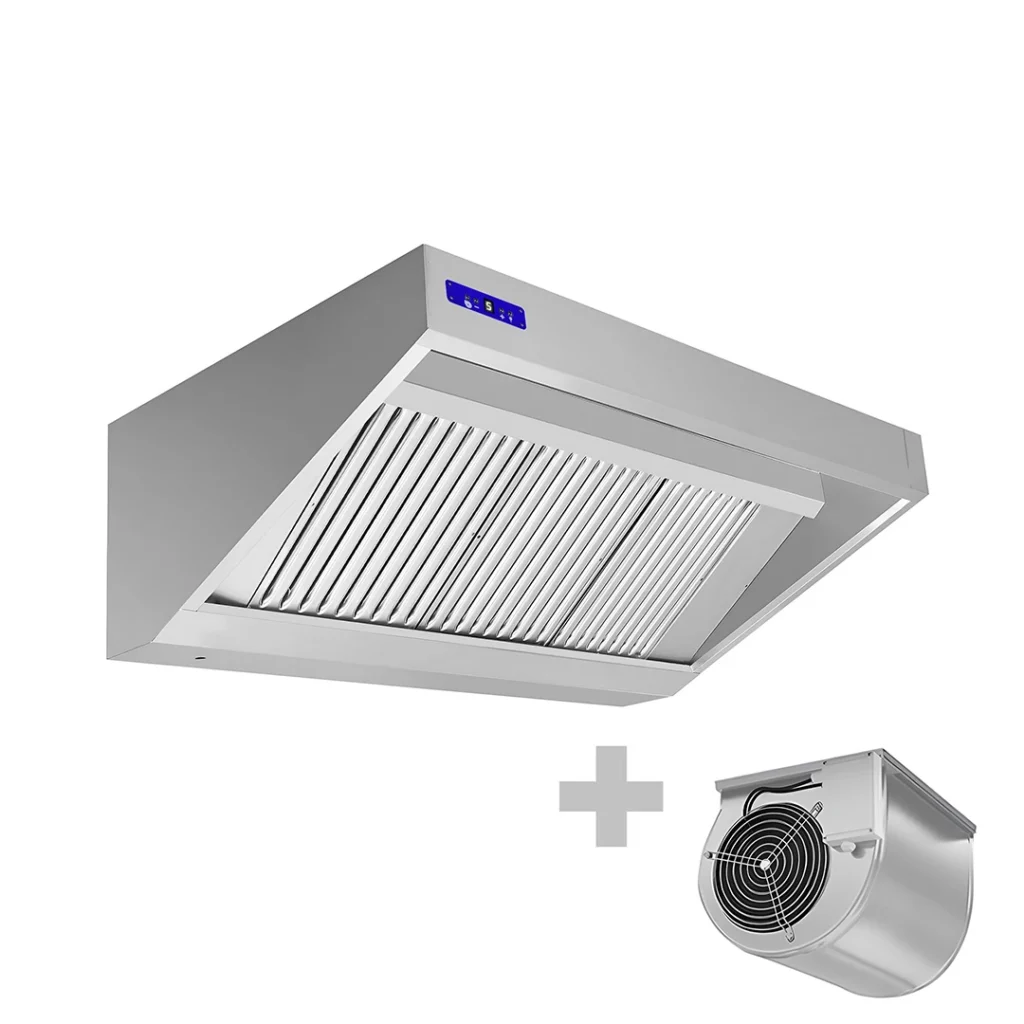 Hotte professionnelle murale avec moteur intégré L 1600 x P 700 x H 450 mm – 1350 m³/h