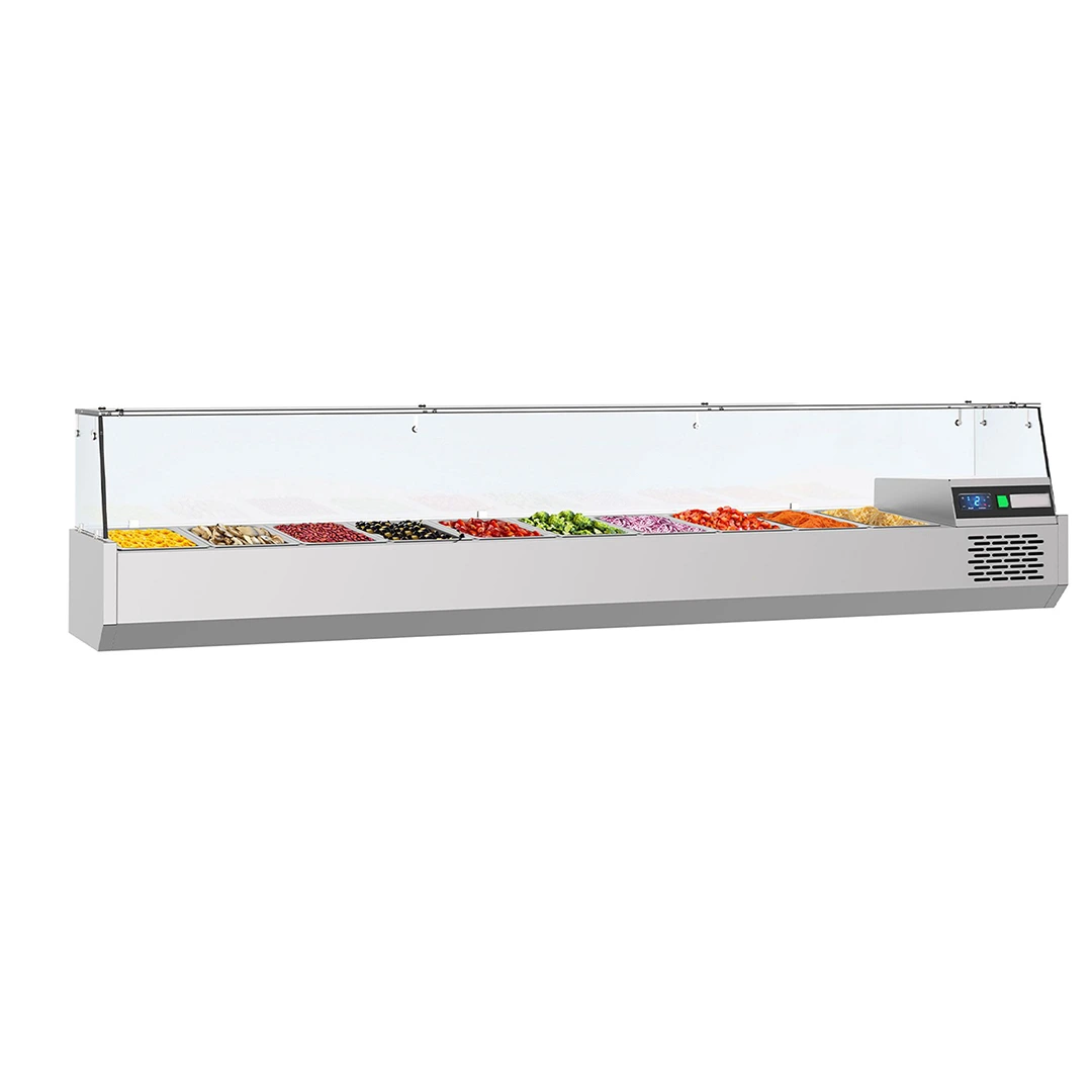 Vitrine réfrigérée à ingrédients L 2100 mm – 10 bacs GN 1/3