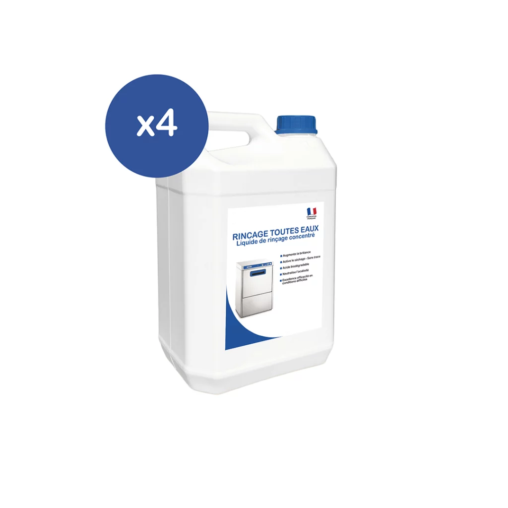 Lot de 4 liquide de rinçage 5 L pour lave-vaisselle et lave-verres