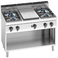 Fourneau à gaz 4 brûleurs avec plaque coup de feu - 28 kW - L 1200 x P 714 x H 1070 mm